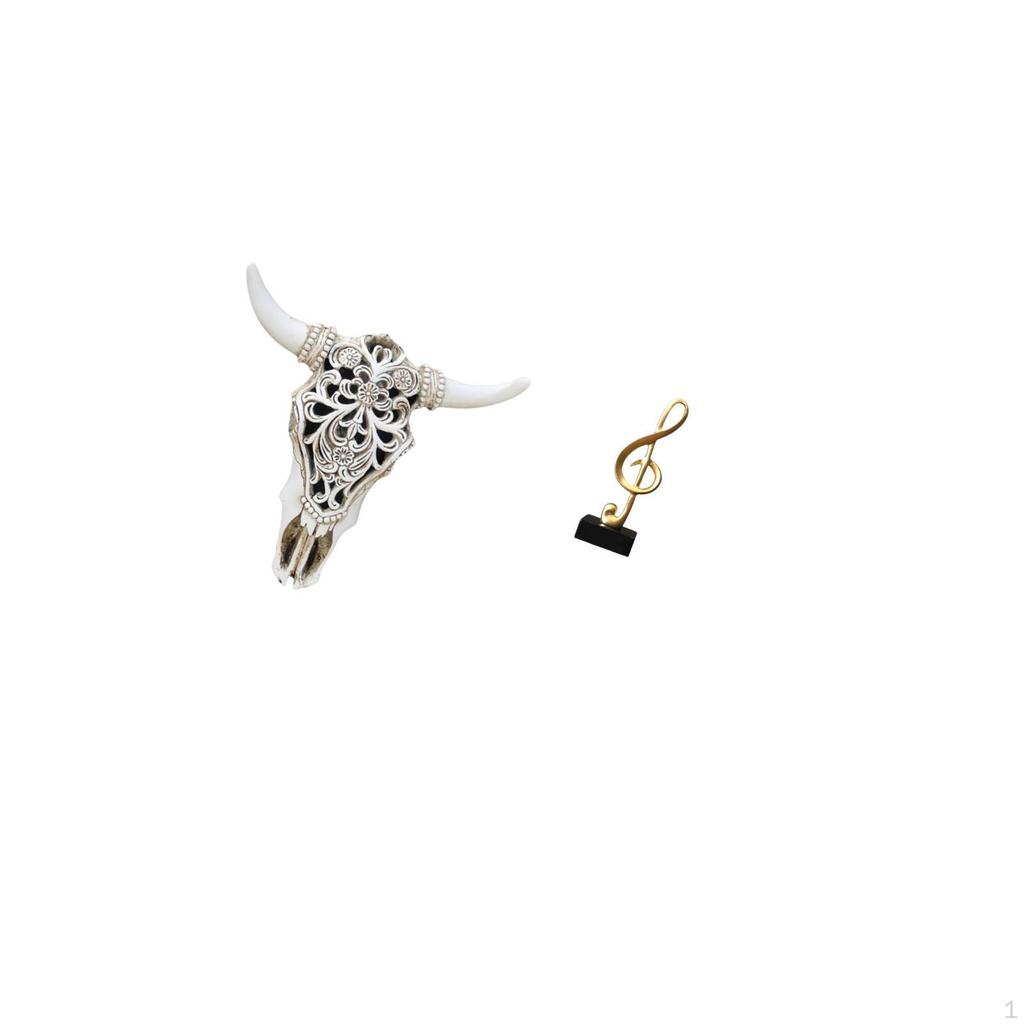 Tribal Bull Head Wall Hanging Art And Musical Note Sculpture Creative Tabletop Ornament for Office