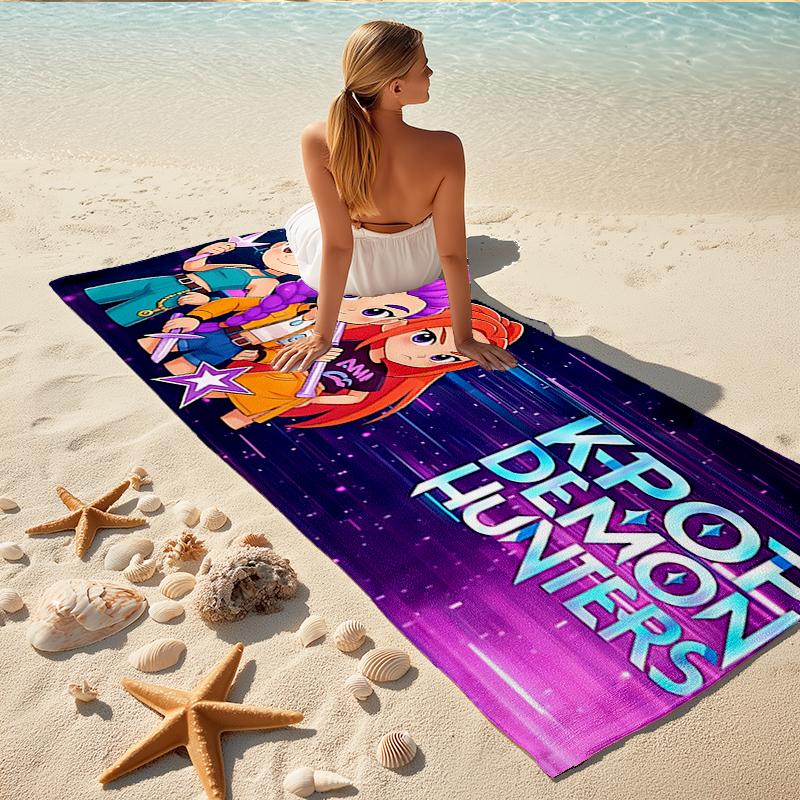1Pc Kpop Demon Hunters Beach Towel Quick Dry Multiuse For Beach Pool Gym Yoga Home Travel Christmas Halloween Xmas Gift S1165