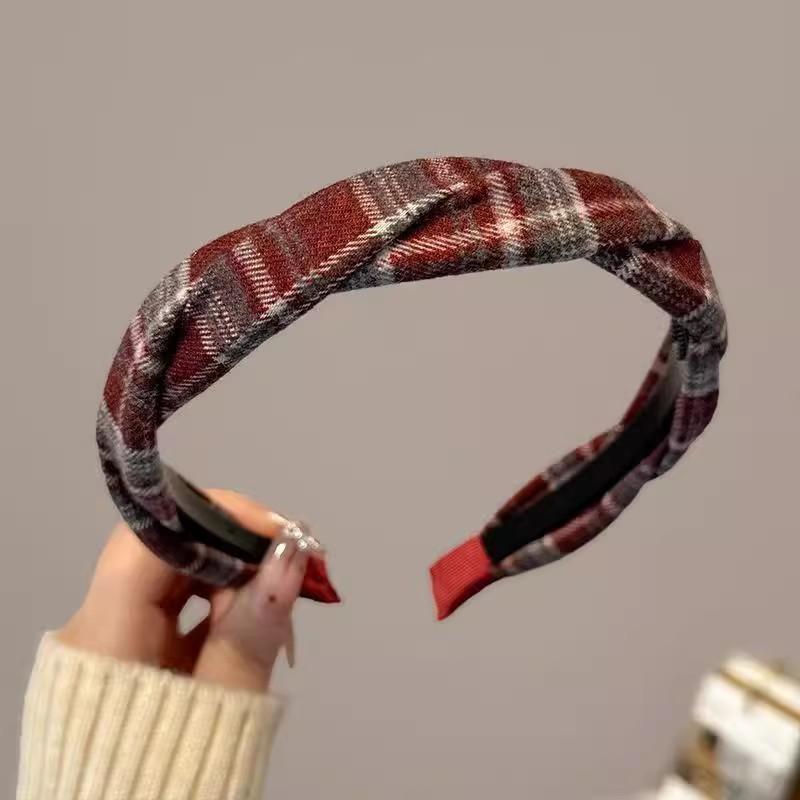 Vintage Plaid Cloth Hairband For Women Girls Sweet Hair Ornament Headband Hair Hoop Elegant Hair Band Hair Accessories