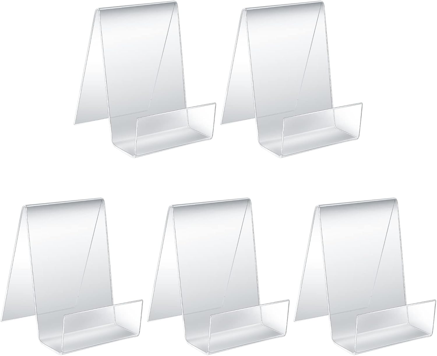 5 Pcs Clear Acrylic Book Stand, Acrylic Table Stand, Angled Acrylic Tablet Holder, Bookends, Easel Stand for Books, Music, Craft