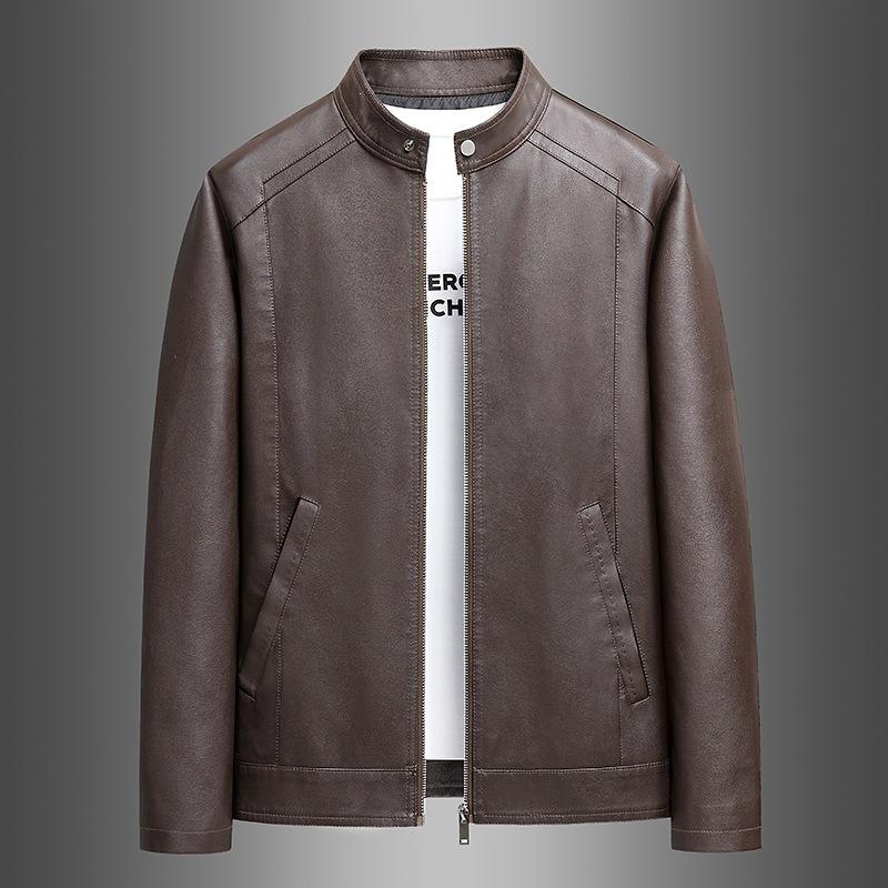 M-XL Spring and Autumn Men's Leather Jacket New Top Leather Jacket Men's PU Leather Jacket Spring and Autumn Trend Standing