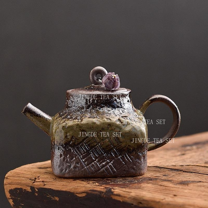 

Coarse pottery clear water wood fired teapot creative sky round place small capacity single Chinese kiln turned teapot