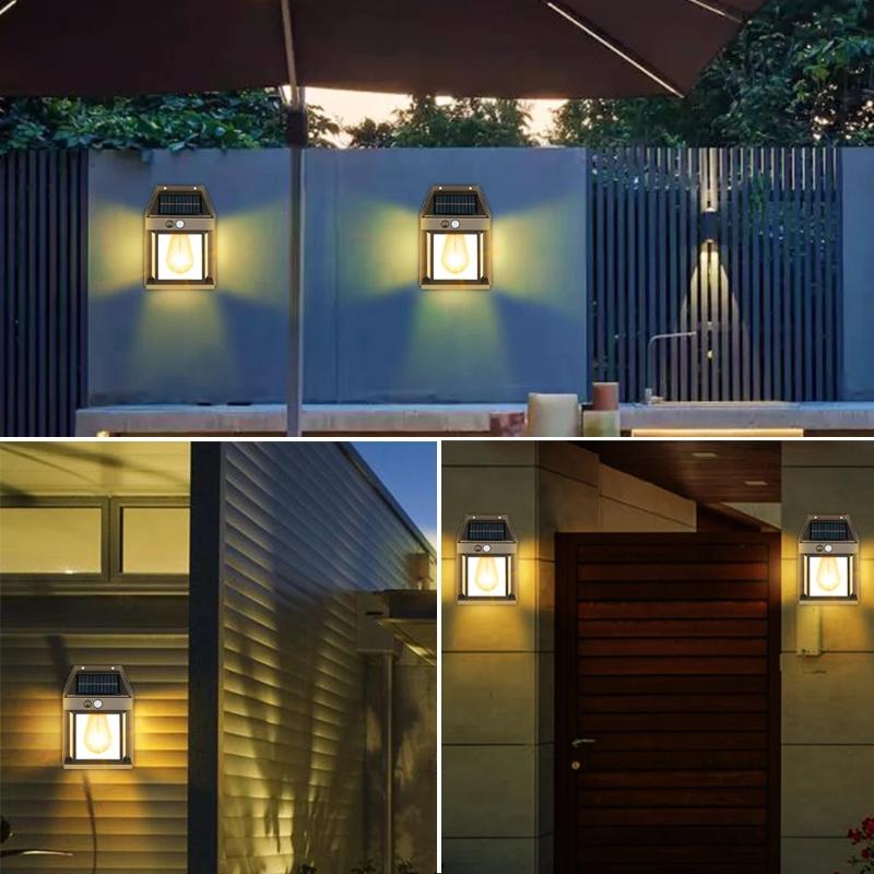 Solar Tungsten Wall Lamp, Courtyard Aisle Induction Night Lamp, Outdoor Waterproof LED Bulb Lamp, Garden Landscape Lighting, Holiday Lighting