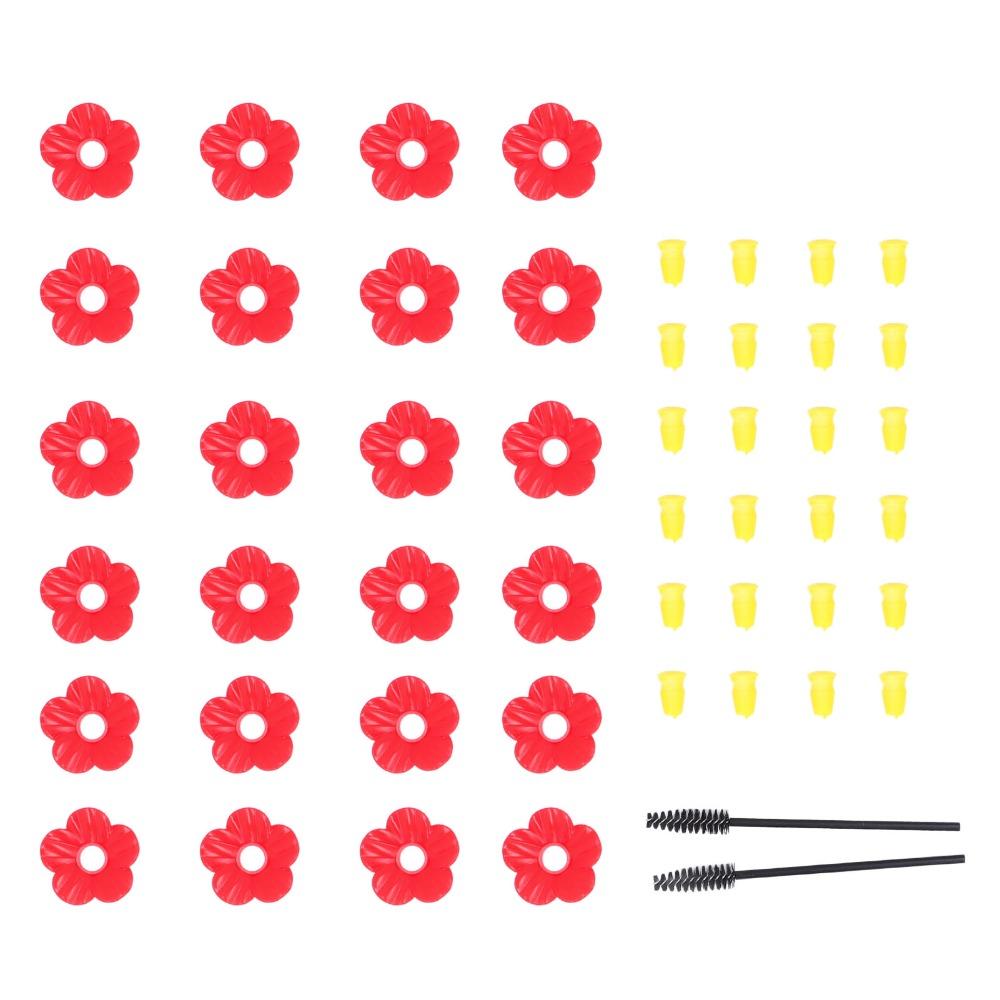 24pcs Red Color Bird Feeder Parts Replacement Flower Ports Bird Feeder Replacement