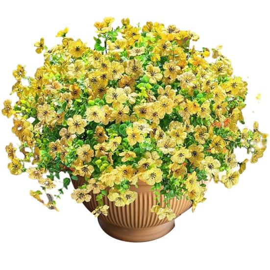 12 Bundles Artificial Flowers for Outdoors Multicolor Morning Glory with Eucalyptus UV Resistant Faux Silk Flower for Spring Summer Home Planter