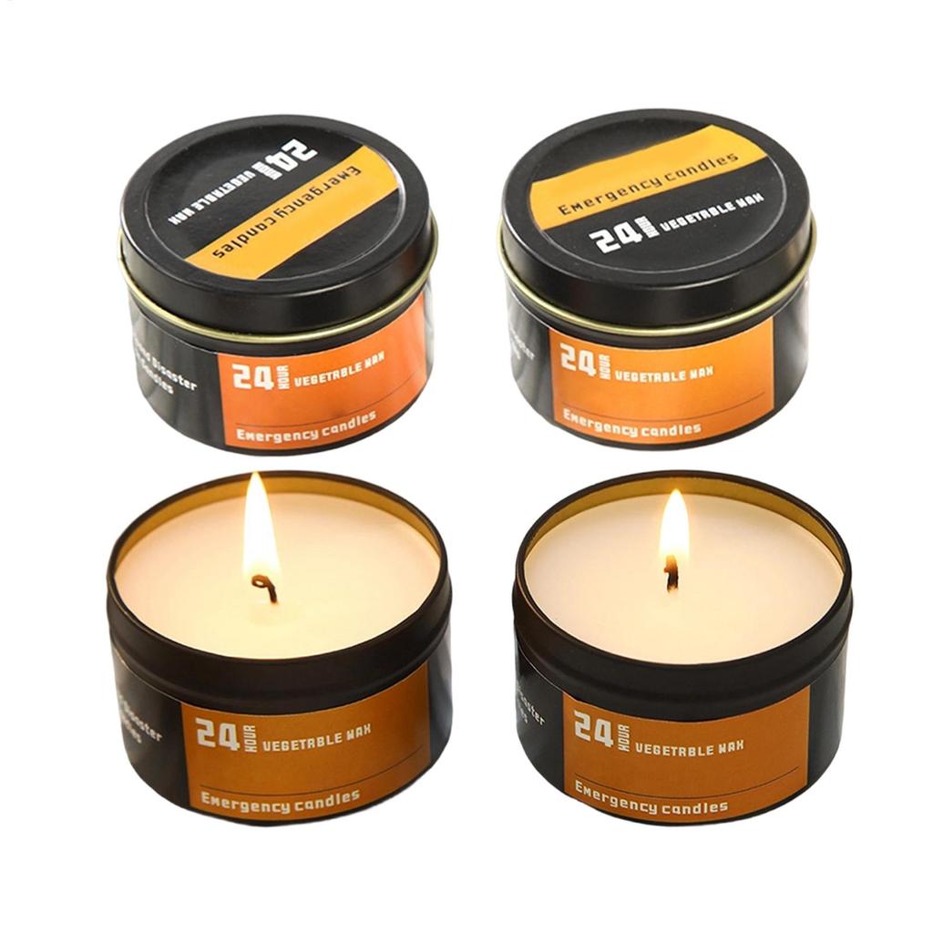 Camping Candles 4 Piece Long Burning Windproof Outdoor Long Lasting Candles In Tin Box for Storm Adventure Travel Backpacking