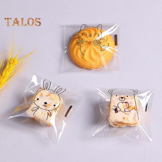 100Pcs Candy Bags Eco-friendly Multi-functional Food Grade Utility Lovely Animal Homemade Pineapple Buns Bags Kitchen Supplies