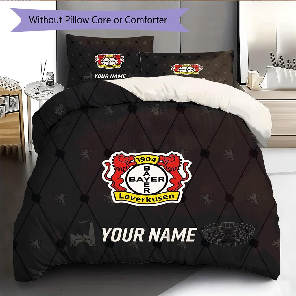 Custom Name Bayer 04 Leverkusen2 Pattern Bedding Quilt Set  Home Decoration  Gift (1 * Duvet Cover + 2 * Pillowcase  Without Core)
