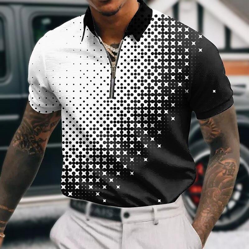 

Мужская рубашка-поло, повседневная рубашка на молнии с коротким рукавом, модная повседневная рубашка на молнии на лето и весну, стандартная посадка, рубашка с 3D синим принтом снежинок 8XL серый