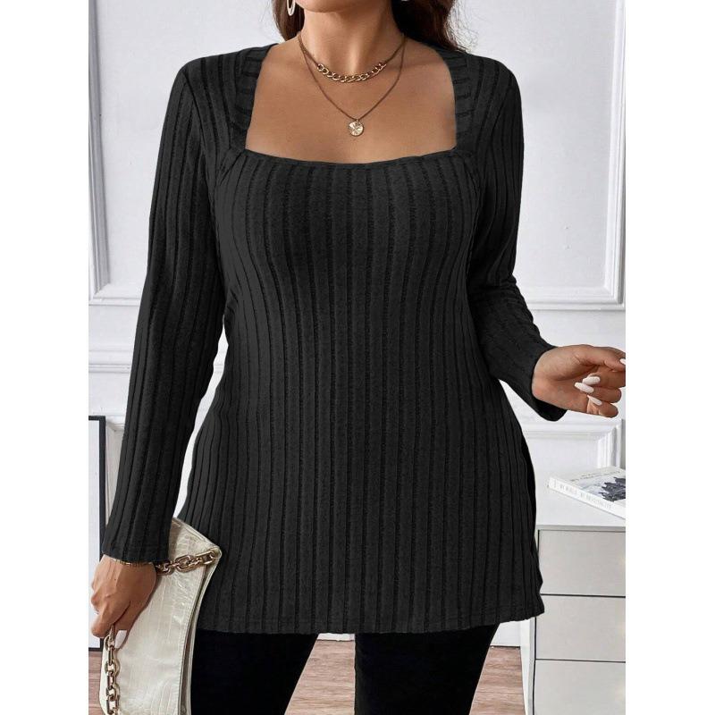 DICIFY Women's Fashion Square Collar Long Sleeve Autumn Winter Casual Blouses & Shirts