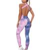 Women's Stitching Siamese Tie-Dye  Bubble Yoga Pants Ink Slim Hip-up Yoga Pants