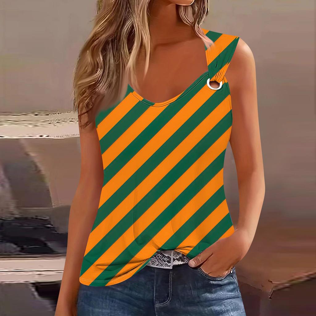 Damen Tank Top mit V-Ausschnitt, Basic, bedruckt, lässig, fließend, ärmellos, tiefer Seitenausschnitt, Tops für Damen