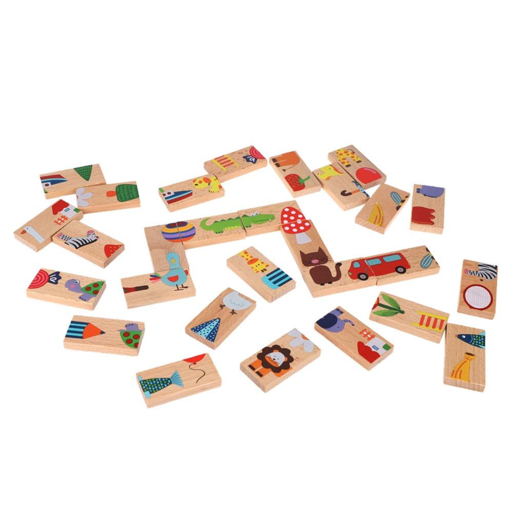28 Pieces Wood Animal Puzzle Blocks Early Learning Wood Building Blocks Set Kids