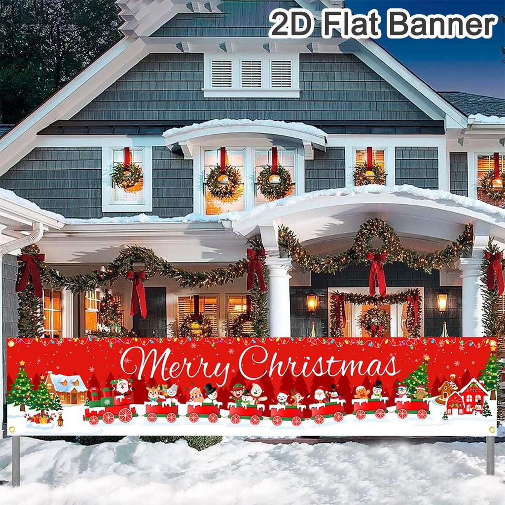 Christmas Outdoor Banner Flag Merry Christmas Decoration for Home 2026 Xmas Ornament Navidad Natal Noel Gift Happy New Year 2026