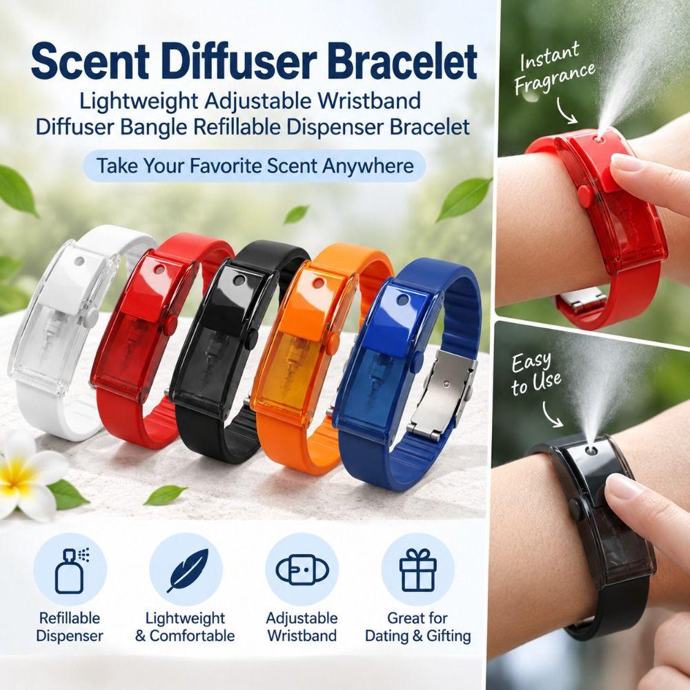 Adjustable Diffuser Bangle PVC Wristband Diffuser New Aromatherapy Bracelet Men Women