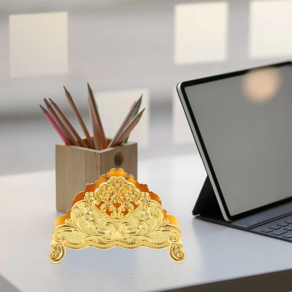 Desktop Ornament Metal Paper Dispenser Zinc Zinc Zinc Alloy Gold Tissue Box Napkin Holder  Restaurant