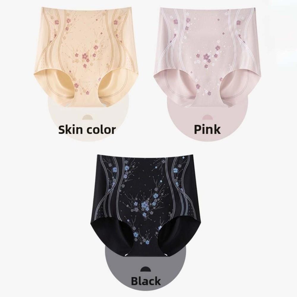 High Waist Butt Lifter Briefs Flowers Tummy Control Underwear Breathable Seamless Underpants  Women