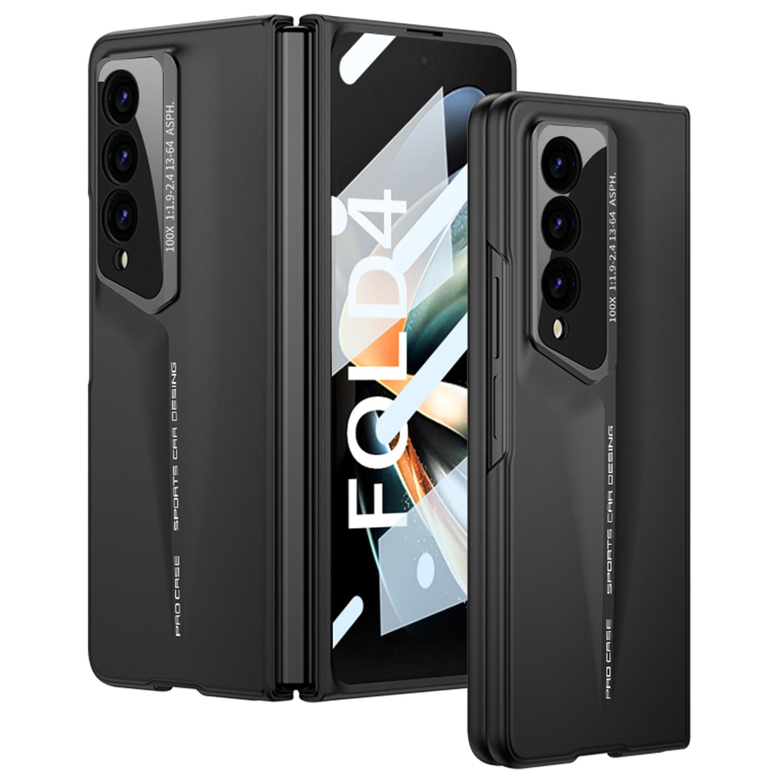 

GKK For Samsung Galaxy Z Fold4 5G Shockproof Case Tempered Glass Film+Hard PC Phone Cover Black
