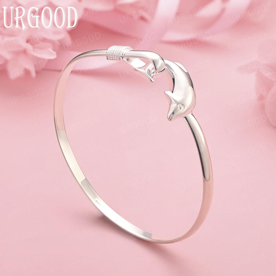 925 Sterling Silver Dolphin Bangle Fashion Jewelry