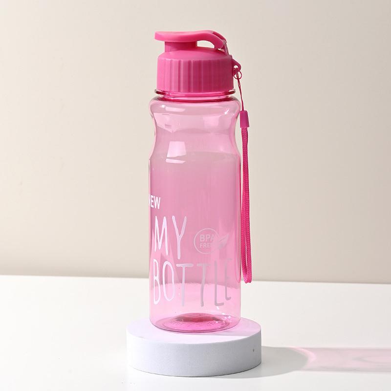 1pc 550ml Plastic Water Bottle Food Grade Large Capacity Portable Fitness Sports  Outdoor Supply Transparent Pet Flip Cover