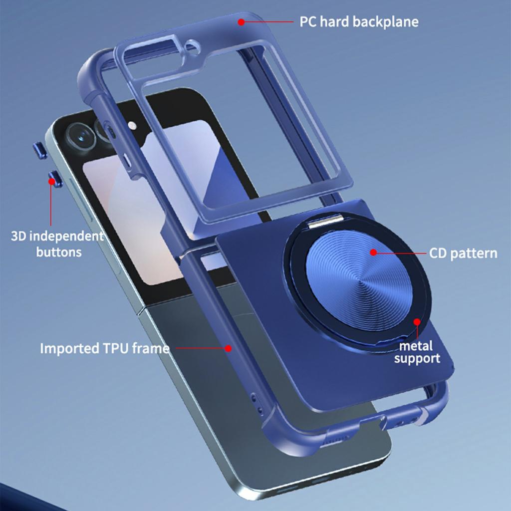 For Samsung Galaxy Z Flip7 FE 5G/Z Flip6 5G/Flip5 5G Magnetic Case CD Vein Kickstand Shockproof TPU + PC Phone Cover