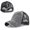 Women Ripped Anti UV Mesh Ponytail Hat Adjustable Breathable Sports Baseball Cap