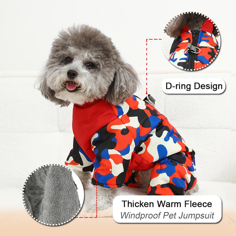 Winter Warm Dog Clothes Overalls For Small Medium Dogs Windproof Thick Puppy Jumpsuit Onesie Camouflage Pet Jacket Coat Outfits