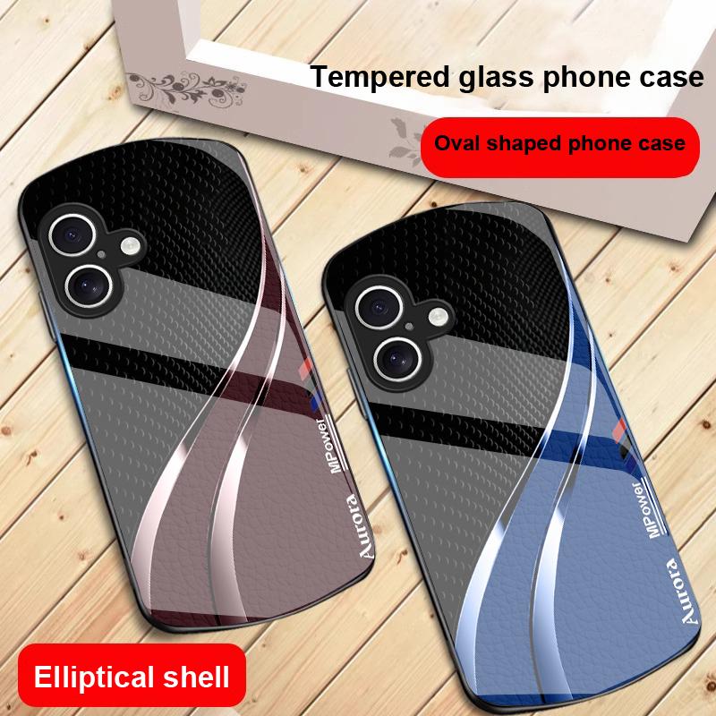 Hochwertige Lederstruktur Für iPhone 17 16 15 14 13 Plus 12 mini 11 Pro Max XR Xs Max X 7 8 6S 22 20 Elliptische Glas-Handyhülle