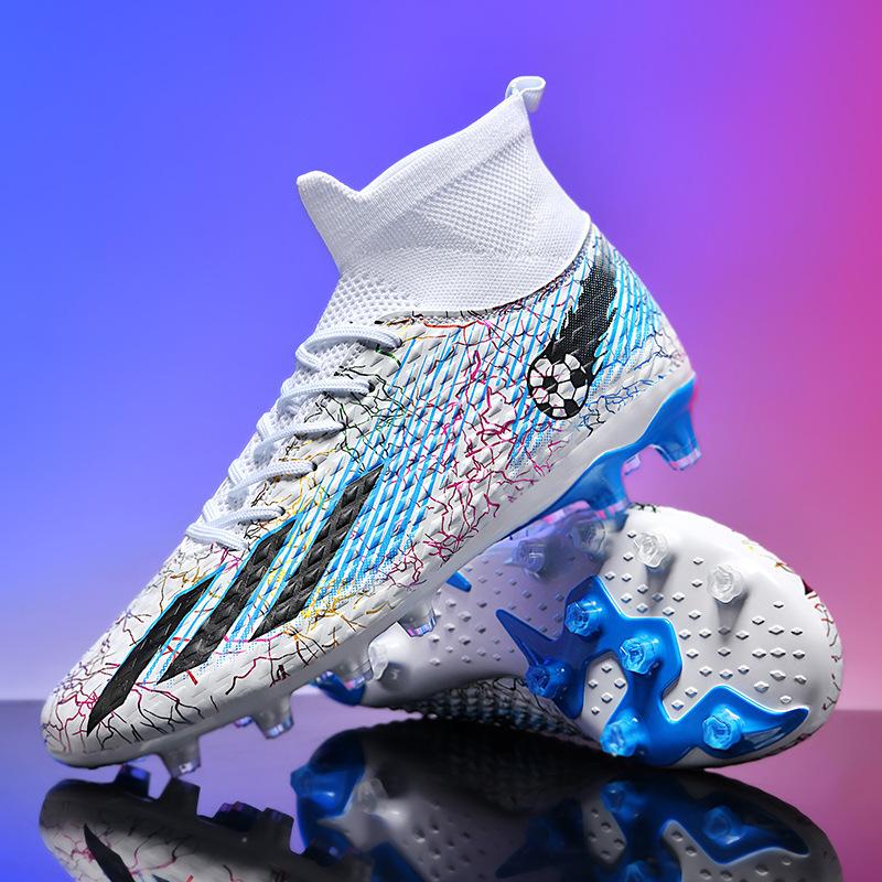 2025 Football Shoes High-top Boys and Children with Broken Nails and Spikes, Youth and Students Competition Artificial Turf Training Shoes