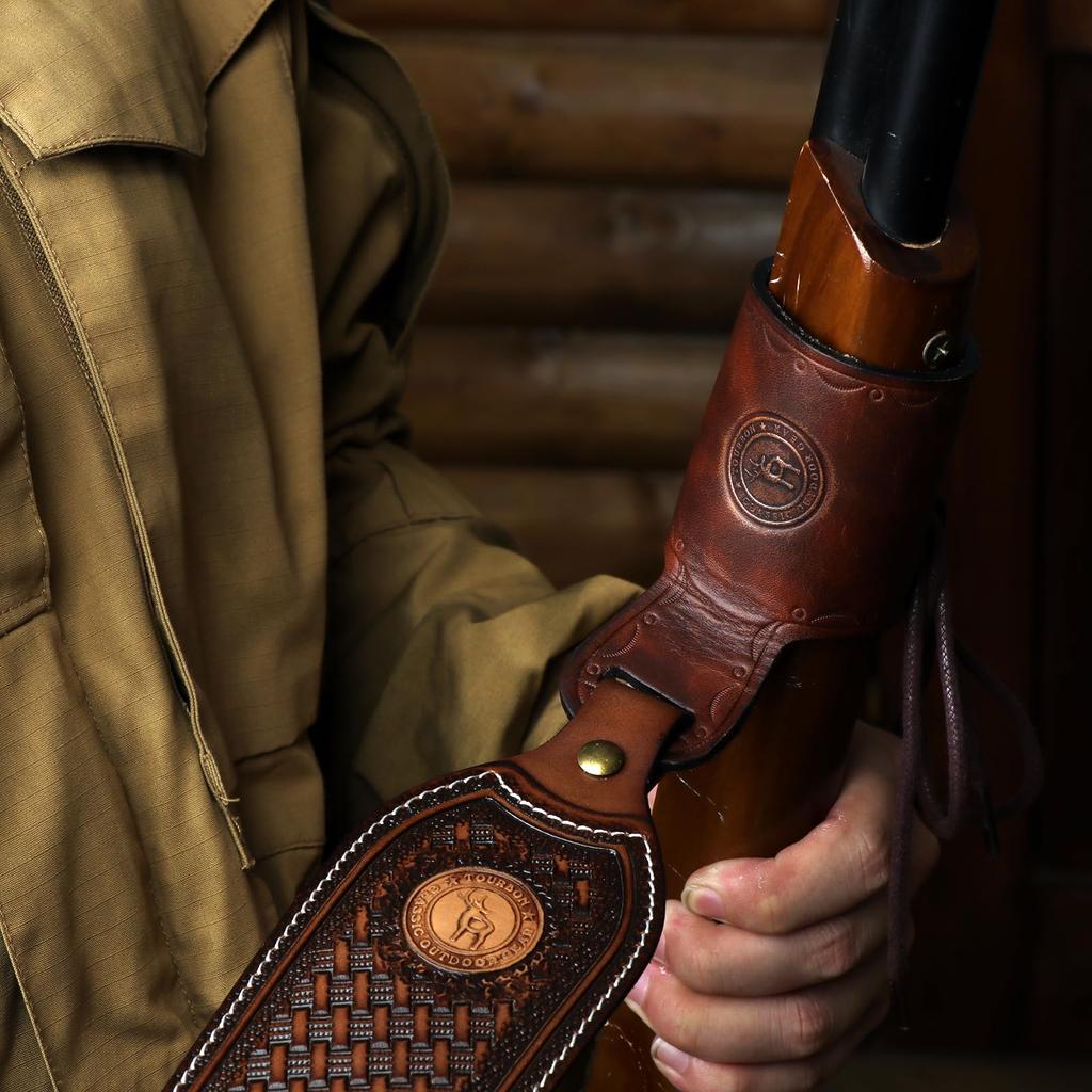 TOURBON Adjustable Leather Gun Sling Loop Holster Barrel Sling No Drilling Required Adapter,