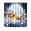 4pcs Shower Christmas Curtain Toilet Cushion Set Cover Mat Pad Rug Xmas Bathroom