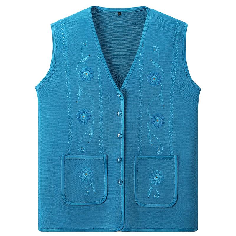Middle Aged and Elderly Women's Spring Autumn Thin Vest Elderly Cardigan Vest Loose Plus Size Grandma Knit Cardigan Outfit