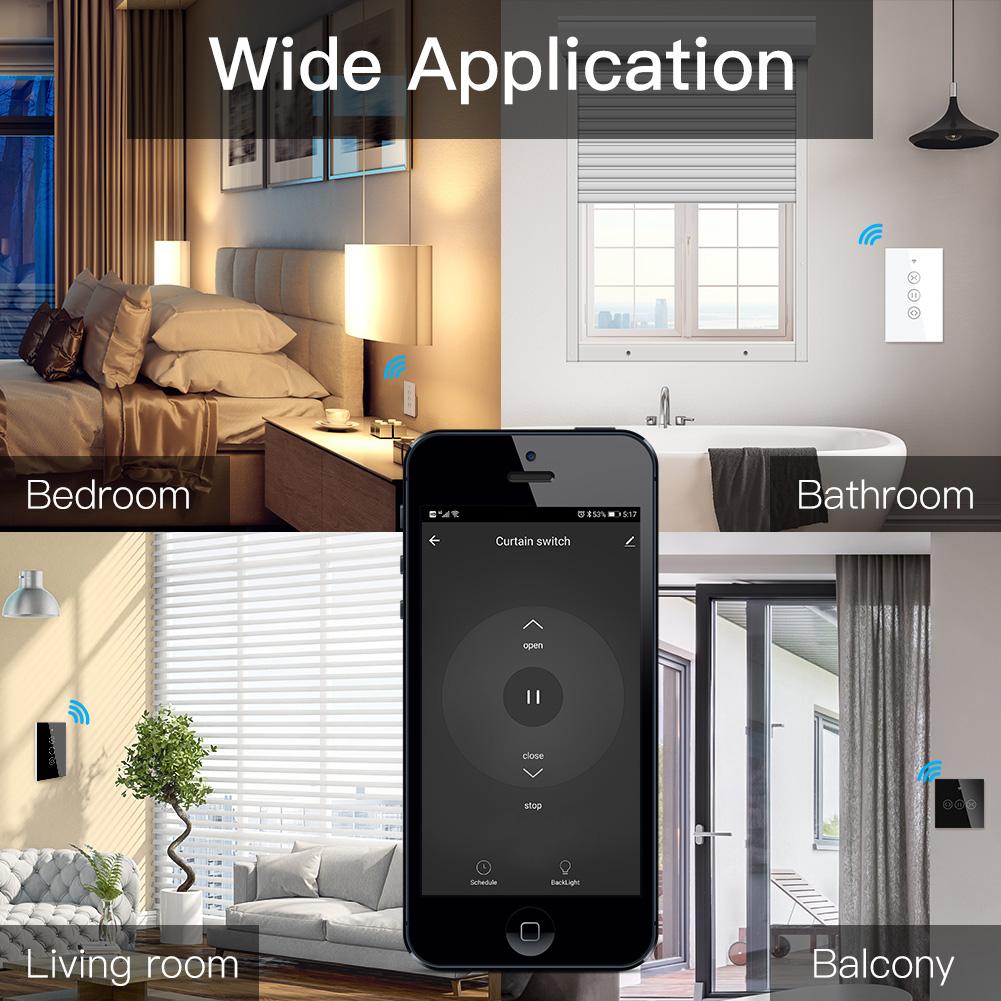 US EU WiFi RF433 Smart Touch Curtain Roller Blinds Motor Switch Tuya Smart Life App Remote Control Works with Alexa Google Home