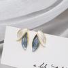 Morandi Contrasting Leaf Stud Earrings Dripping Oil Exquisite Small Earrings Fashionable Fringed Bear