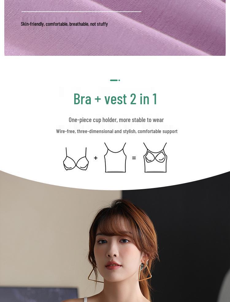 Women's Japanese & Korean Modal Camisole Tank with Built-in Bra for Yoga, Sports, Dance