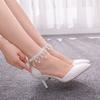 High Heel Sandal 2023 Summer Sexy Pointed Toe Thin Heels Women's Shoes High Quality Crystal Tassel Fashion Ladies Sandals