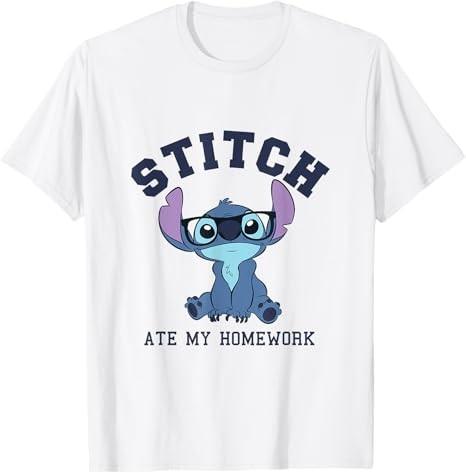 Lilo Stitch Famous Eyeglass Ate My Homework White TShirt S