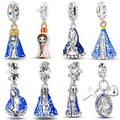 925 Sterling Silver Our Lady Charms Bead The Virgin Mary Dangle Fit Original Mode Armband Halsband Hängen Smycken Markering