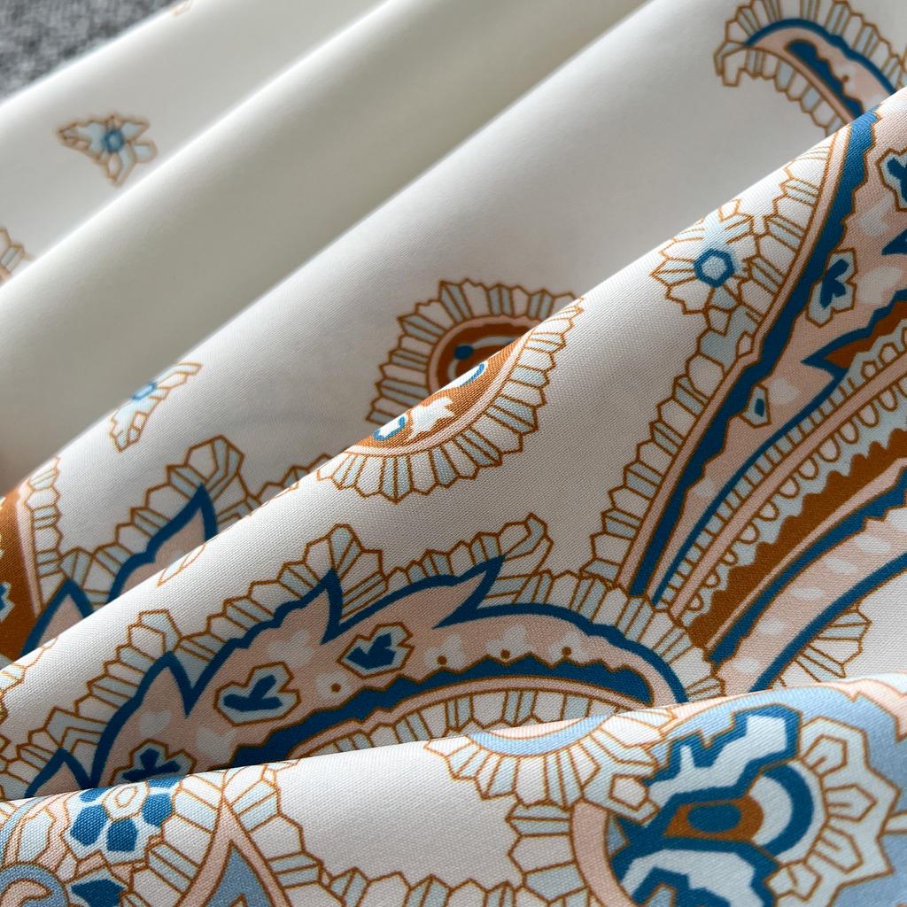 Francouzské retro elegantní dlouhé šaty dámské ve společenském stylu s potiskem paisley dámské Dlouhé šaty do V s výstřihem do V