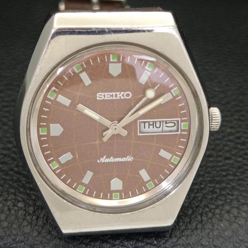 AUTOMATIC VINTAGE SEIKO 6309A JAPAN MENS BROWN COLOR DIAL WATCH a500840-5 R154-a500840