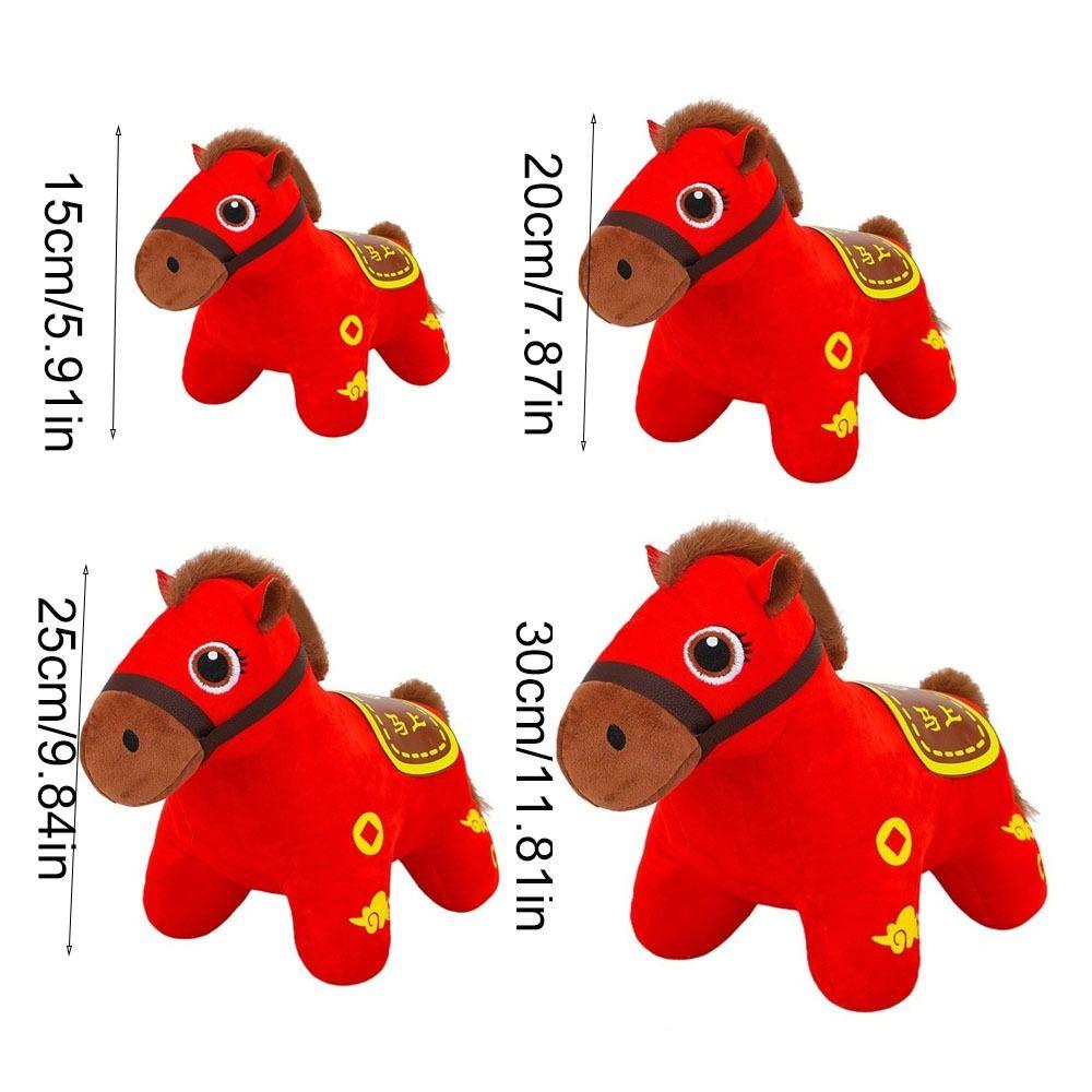 Red Horse Plush Toys Letter Print Zodiac Pony Figurine Good Luck New Year Mascot Chinese New Year