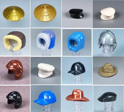 10pcs/lot MOC Bricks Skiing Swiming Cap Cowboy Hat Helmet Headgears Accessories Figures Parts Building Blocks Toys Kids Gifts