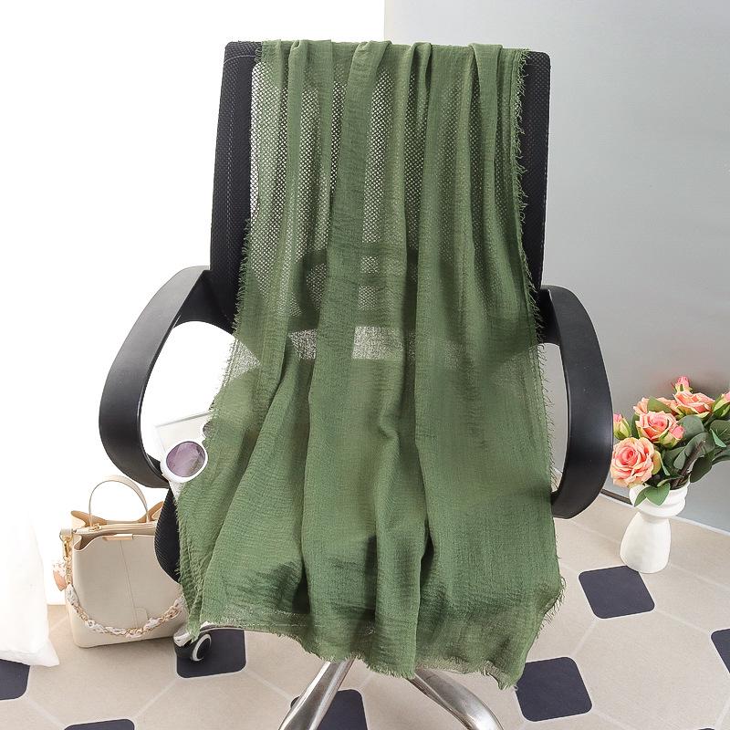 Women's Large Cotton & Linen Pure Color Scarf: Spring/Summer Muslim Headscarf, Beach Towel, Sunscreen Shawl