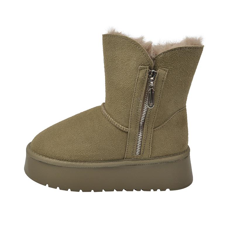 Fur Integrated Platform Snow Boots Women's Winter Fleece-lined Thickened Non-Slip New Warm Bread Big Cotton Shoes