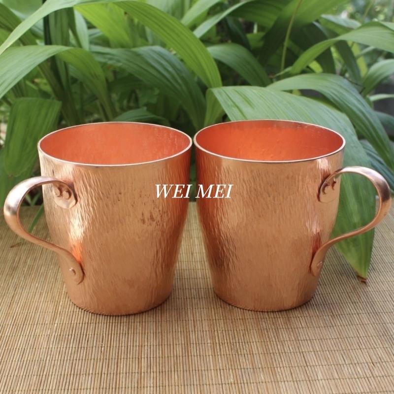 Vintage Pure Copper Coffee Mug,Home 670 ml Handle Breakfast Cup,Thickened Handcrafted Engraving Hammer Texture Tea Cup Drinkware