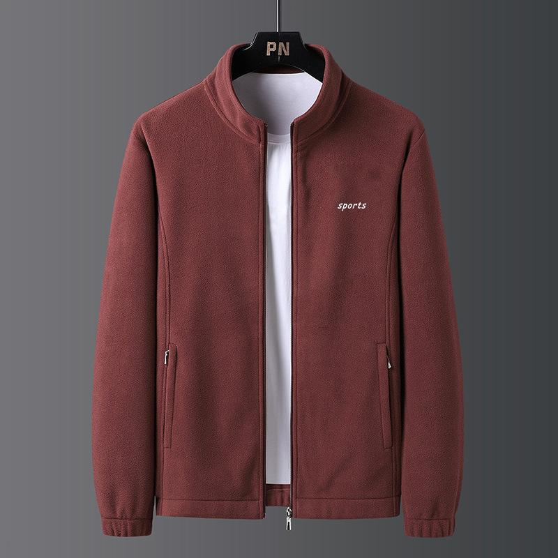 Autumn and Winter Warm Lamb Wool Middle-aged Men's Stand-up Collar Fleece Sweater Men's Thickened Father's Clothing