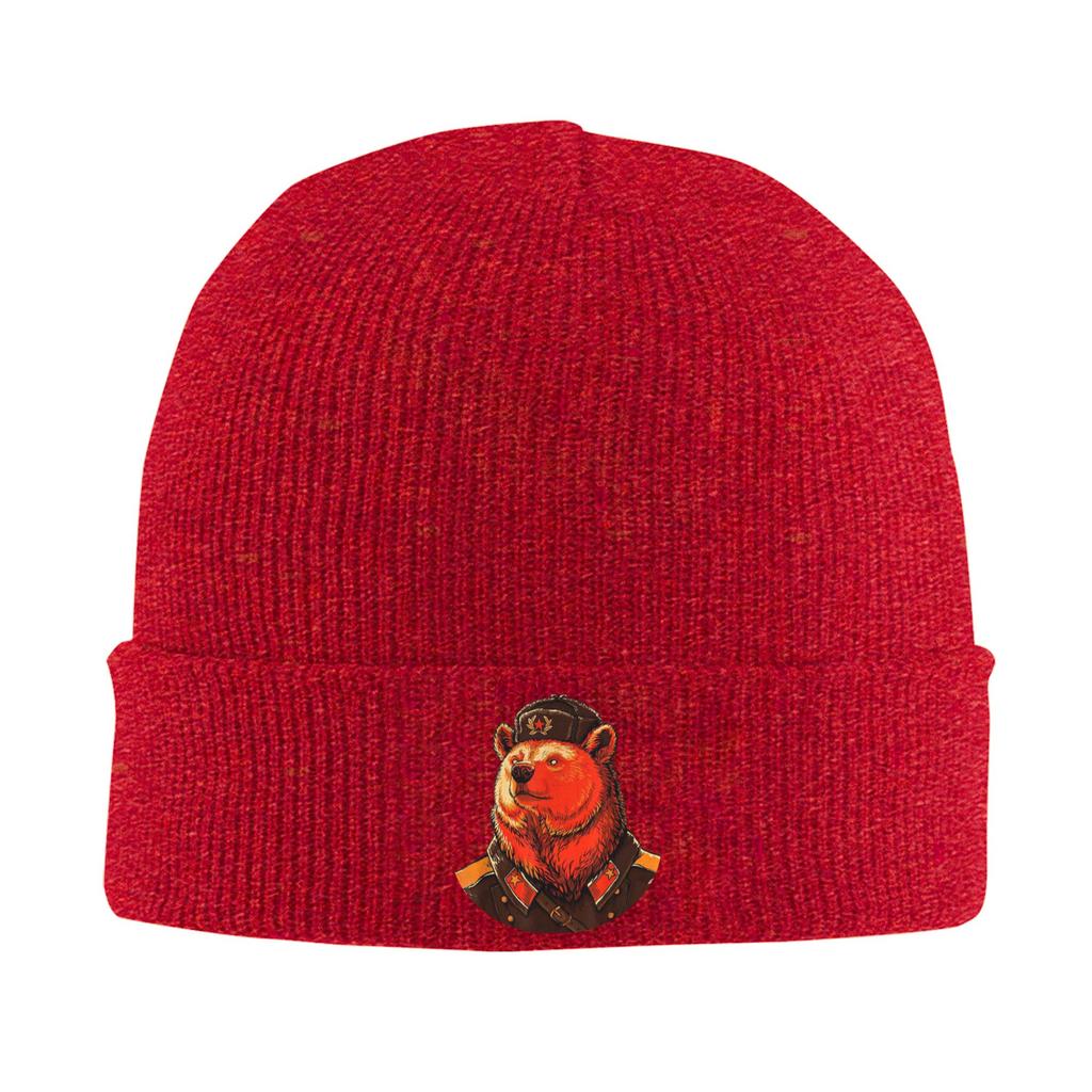 Bear Communist Soviet Union USSR Knitted Hat Y2K Cool Caps Men Women Outdoor Beanie Hats Autumn Custom Elastic Bonnet Hats