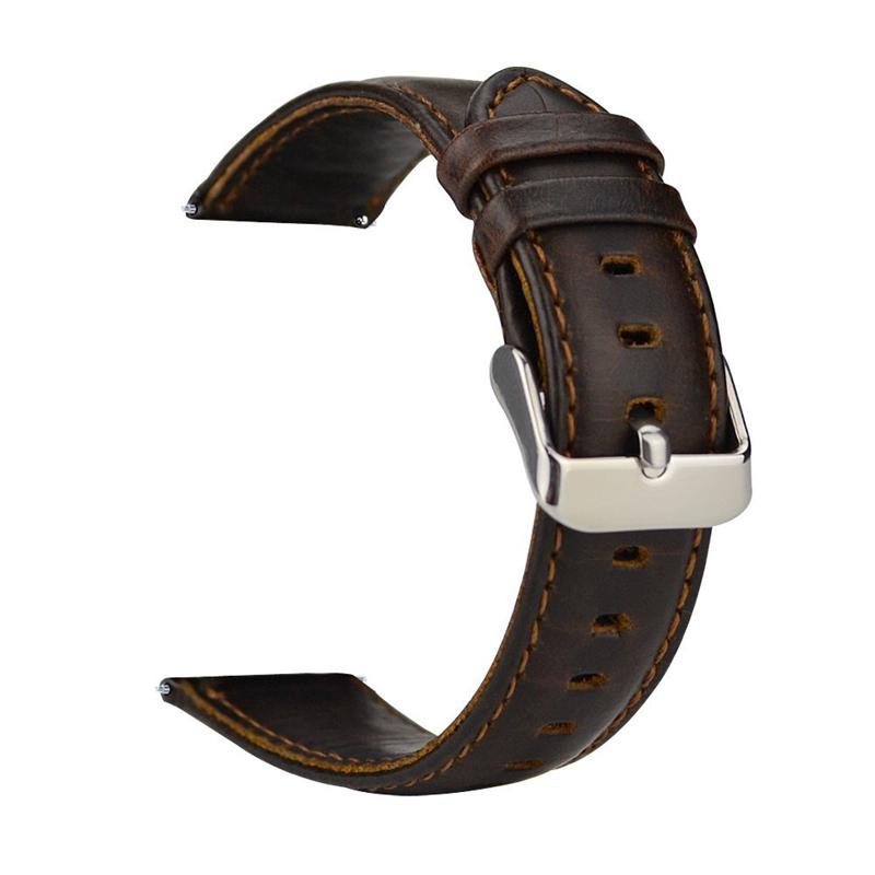 20mm Crazy Horse Genuine Leather Watch Band for Samsung Galaxy Watch4 Classic 46mm 42mm/Watch4 44mm 40mm/Huawei Watch 2