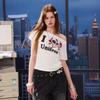 UNIFREE American Street Off-Shoulder Pet Print T-Shirt