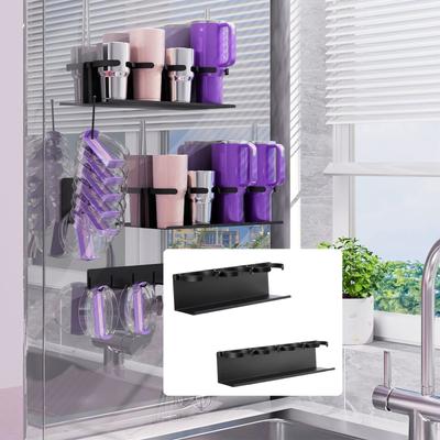 Sturdy Carbon Steel Cup Holder Set Magnetic Wall Mounted Kitchens Organizers For Utensils Bottles Storage